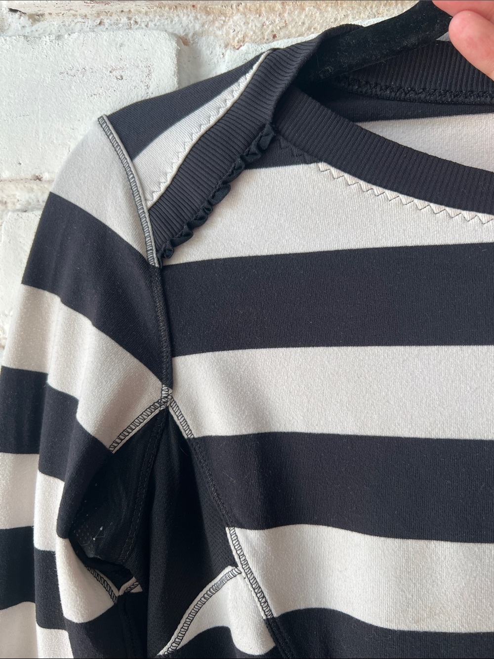 Lululemon Striped Long-Sleeve Crewneck Top - Black & White - Picture 5 of 7